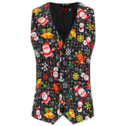 Men's Christmas Printed Vest #MJ660 - Vests | Multicolour / M