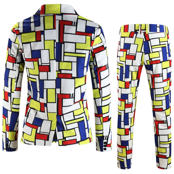 Men's Square Print Suit #2TZ-XX1136