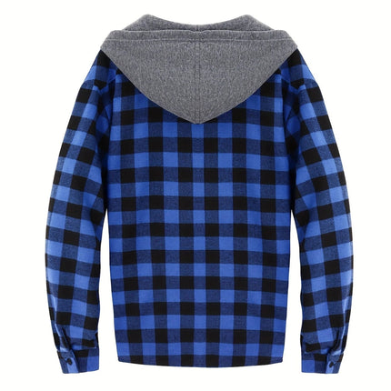 Men's Casual Plaid Hoodie #25701038 - | Black / S
