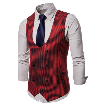 Men's Classic Houndstooth Vest #25061136 - Vests | Black / S