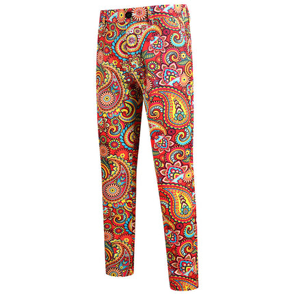 Ethnic Style Colorful Casual Trousers - Pants | Multicolor Red / M