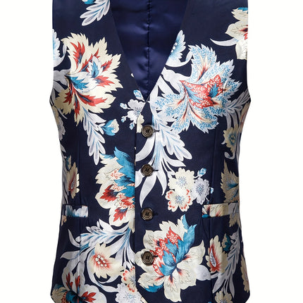 Men's Floral Print Vest #25061767 - Vests | Black / S