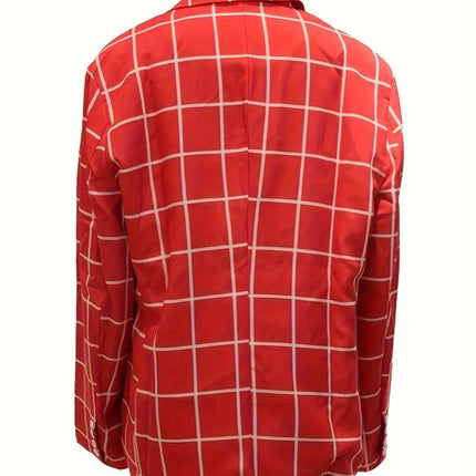 Men's British Style Plaid Blazer #25061022 - Blazers | Red / M