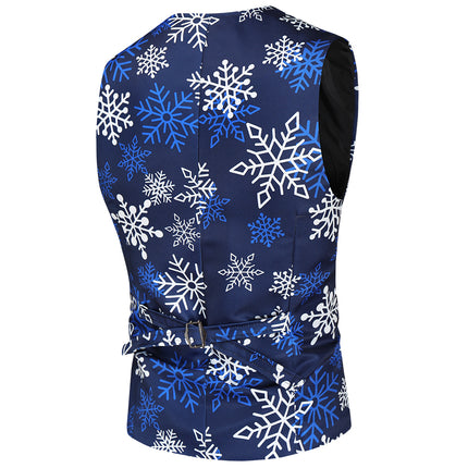 Men's Snowflake Print Vest #MJ36 - Vests | Royal Blue / M