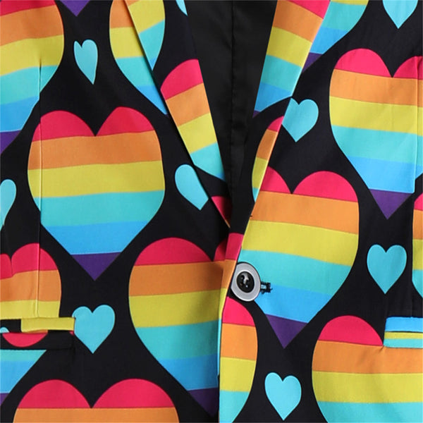 Men's Colorful Heart Print Blazer #X1905