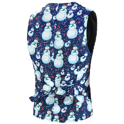 Men's Christmas Snowman Vest Suit #2TZMK645 - Suits | Blue / M