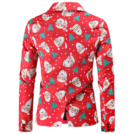 Men's Christmas Printed Suit #2TZ54 - Suits | Burgundy / M