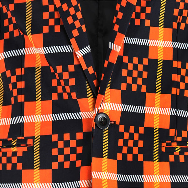 Men's Vivid Plaid Print Blazer #X6101