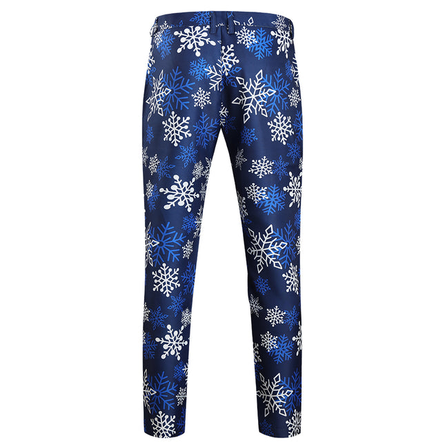 Men's Snowflake Print Pants #XK36 - Pants | Blue / M