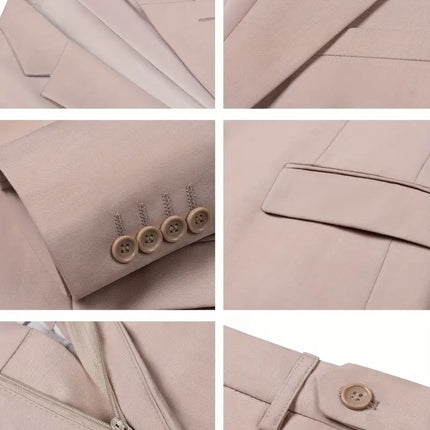 Men's 3pcs Suit #304 - | Beige / XXS
