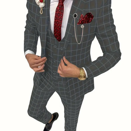 Men's 3pcs Suit #303 - | Beige / XXS
