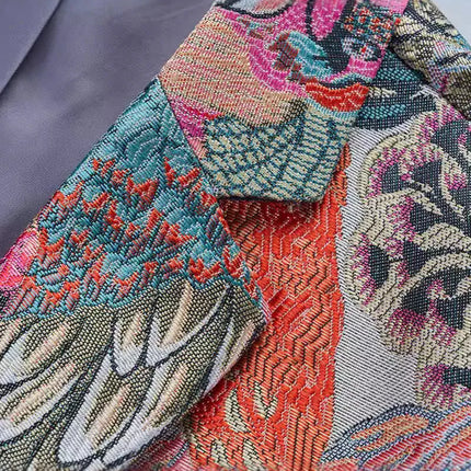 Men's Parrot Tapestry Blazer #S8513 - Blazers | Multicolour / XS