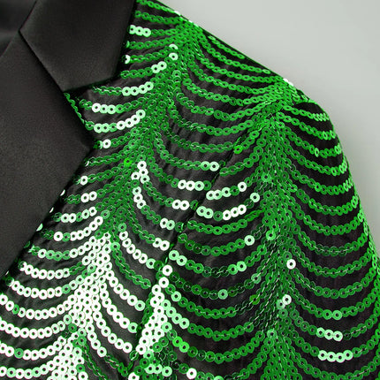 Men's Green Sequins Blazer  #S8239