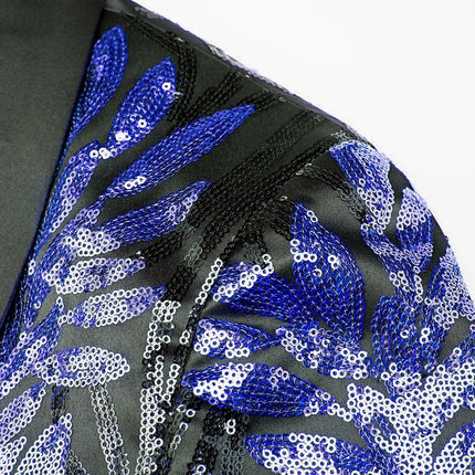 Men's Sequin Leaves Embroidery Suit  #S8326