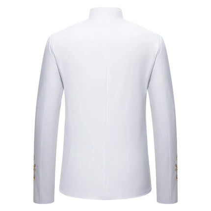 Men's Regal Floral Embroidery Blazer #S8536-1 - Blazers | Black / M