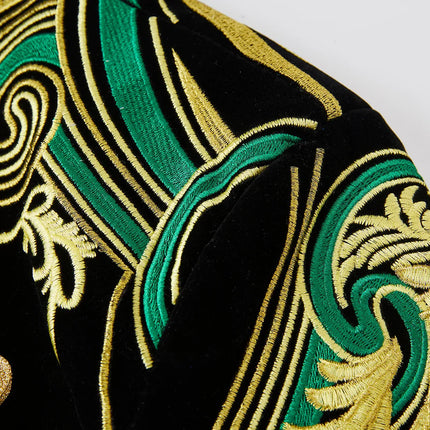 Men's Velvet Embroidered Tuxedo #S8160 - Blazers | Multicolour / XS