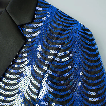 Men's Blue Sequins Blazer  #S8237