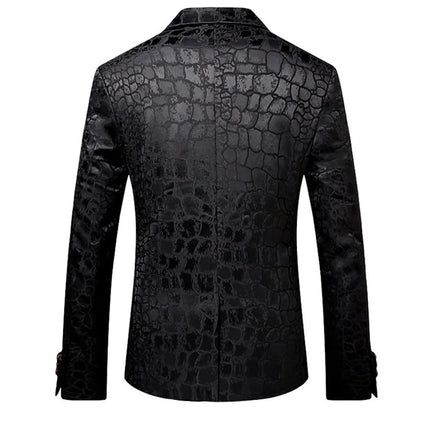 Men's Leopard Print Blazer #S8038 - Blazers | Black / XS