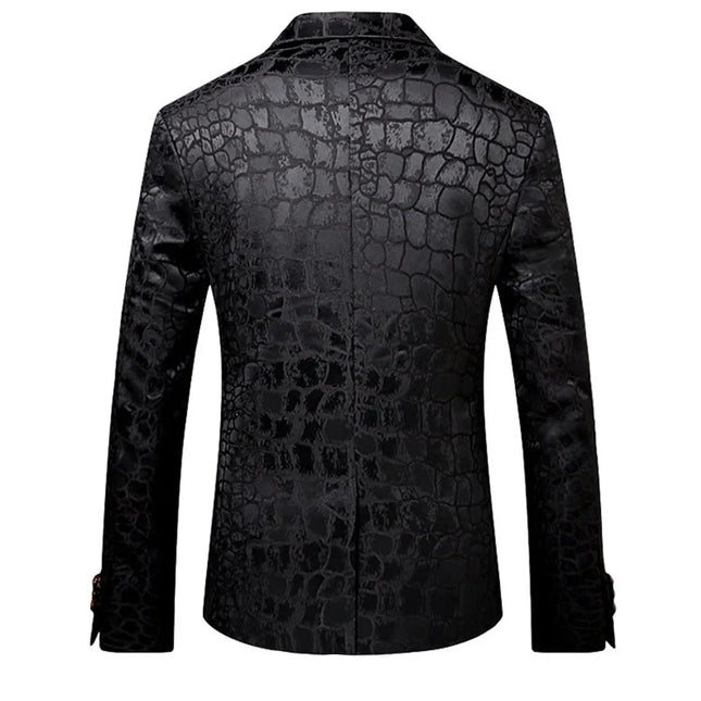 Men's Leopard Print Blazer #S8038 - Blazers | Black / XS