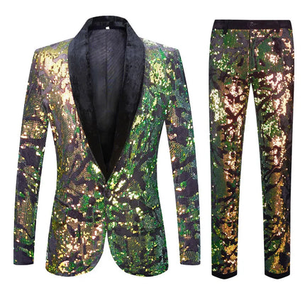 Men's Multicolor Velvet Sequins Suit #S8055-1 - Suits | Color6 / XS