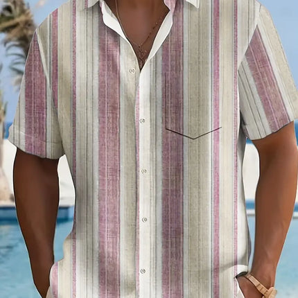 Men's Casual Striped Shirt #25060917 - | Color4 / XL