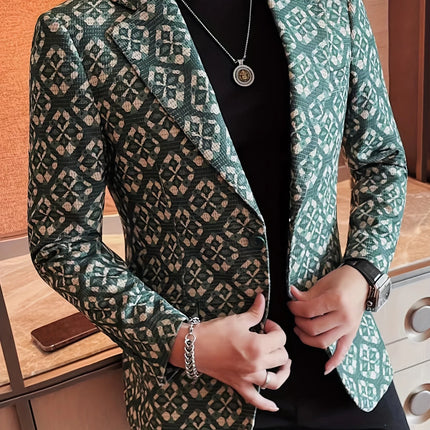 Men's Geometric Pattern Blazer #25626021 - Blazers | Red / S