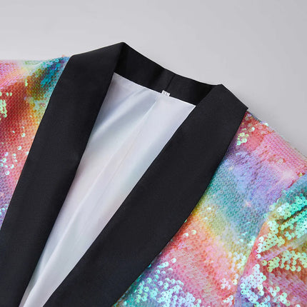 Men's Rainbow Shiny Tuxedo #S8086 - Blazers | Multicolour / XS