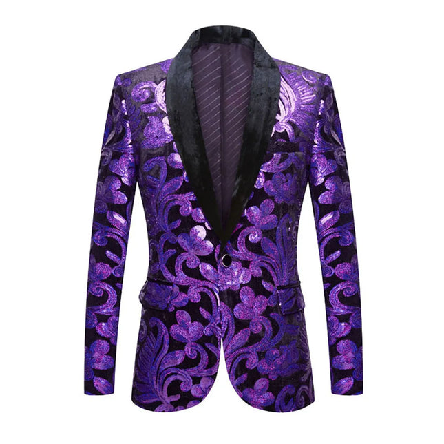 Men's Multicolor Velvet Sequins Tuxedo  #S8053