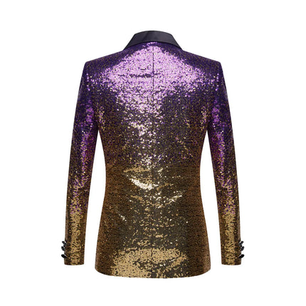 Men's Golden Multicolor Sequins Blazer #S8051 - Blazers | Color1 / XS