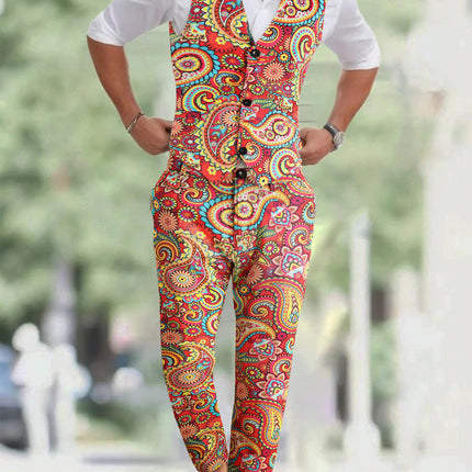 Men's Multicolor Printed Vest Suit - Vests | Multicolor / M