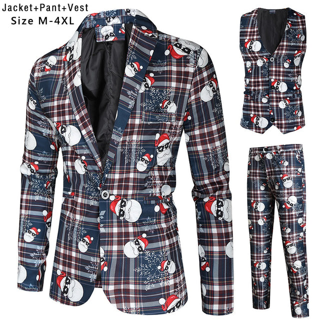 Men's Plaid Three Piece Suit #3TZMK34 - Suits | Multicolour / M