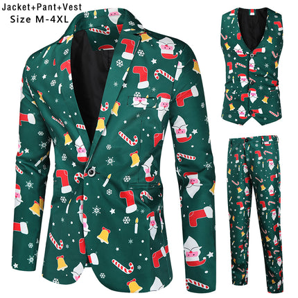 Men's Print Three Piece Suit #3TZMK38 - Suits | Multicolour / M
