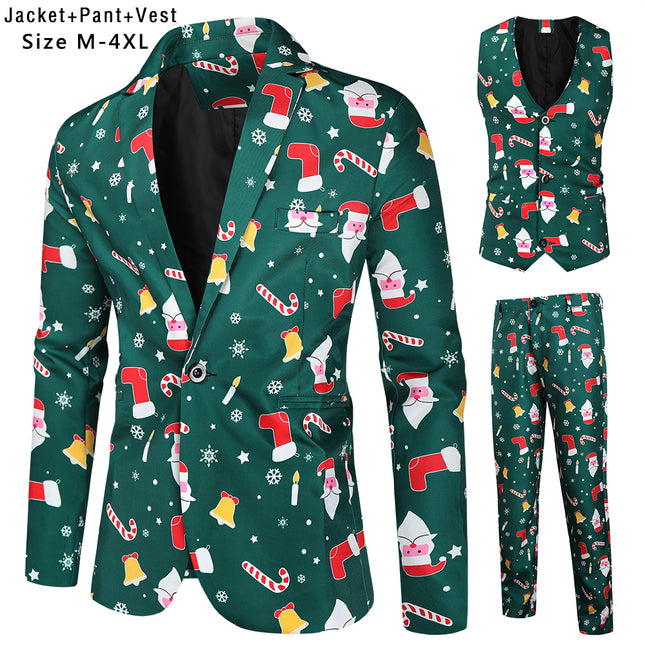 Men's Print Three Piece Suit #3TZMK38 - Suits | Multicolour / M