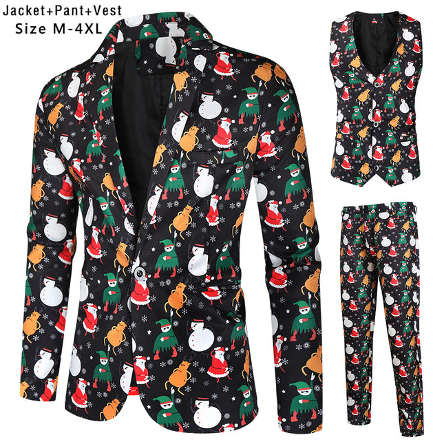 Men's Printed Three-piece Suit #3TZMK41 - Suits | Multicolour / M