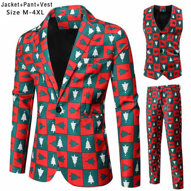 Men's Christmas Three-Piece Suit #3TZMK43 - Suits | Multicolour / M