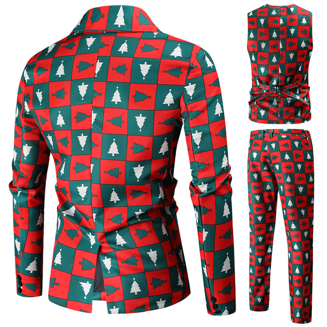 Men's Christmas Three-Piece Suit #3TZMK43 - Suits | Multicolour / M