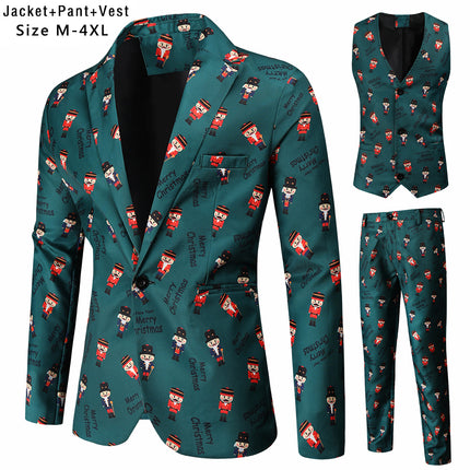 Men's Vintage Three Piece Suit #3TZMK44 - Suits | Olive Green / M