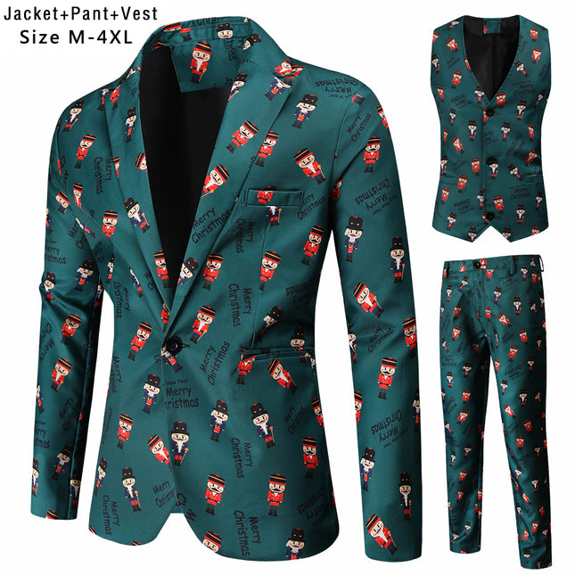 Men's Vintage Three Piece Suit #3TZMK44 - Suits | Olive Green / M
