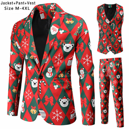 Men's Christmas Three Piece Suit #3TZMK47 - Suits | Multicolour / M
