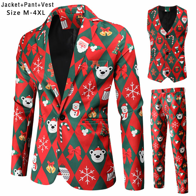 Men's Christmas Three Piece Suit #3TZMK47 - Suits | Multicolour / M