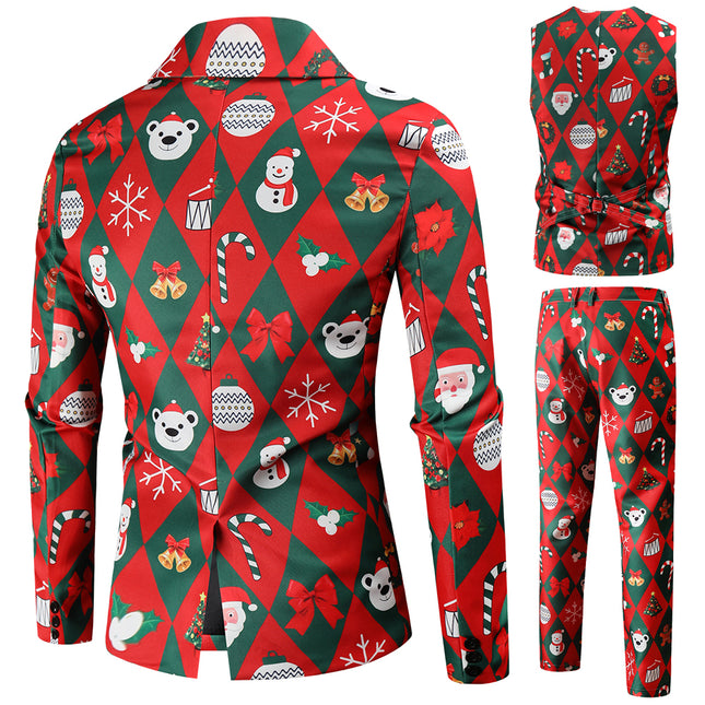 Men's Christmas Three Piece Suit #3TZMK47 - Suits | Multicolour / M