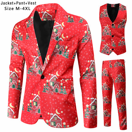 Men's Christmas Three Piece Suit #3TZMK48 - Suits | Burgundy / M