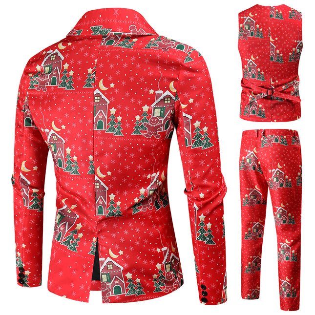 Men's Christmas Three Piece Suit #3TZMK48 - Suits | Burgundy / M