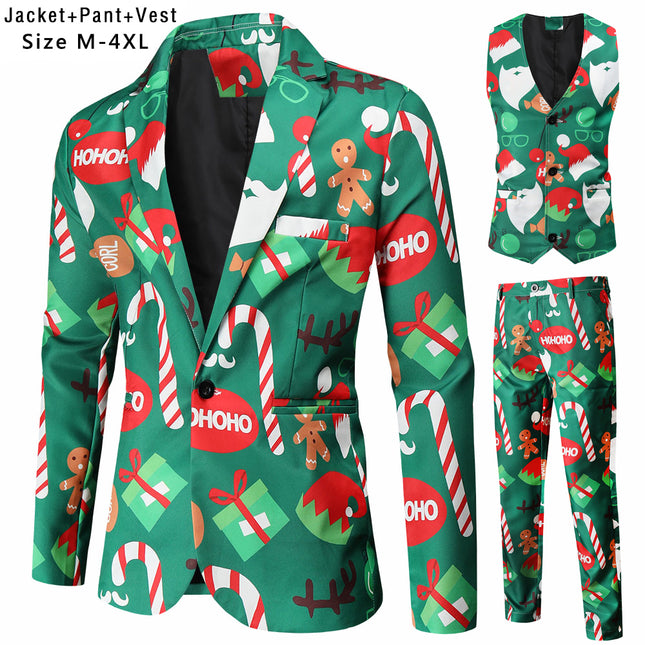 Men's Christmas Three Piece Suit #3TZMK50 - Suits | Multicolour / M