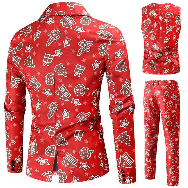 Men's Christmas Three Piece Suit #3TZMK51 - Suits | Burgundy / M