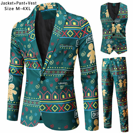 Men's Vintage Three Piece Suit #3TZMK52 - Suits | Multicolour / M