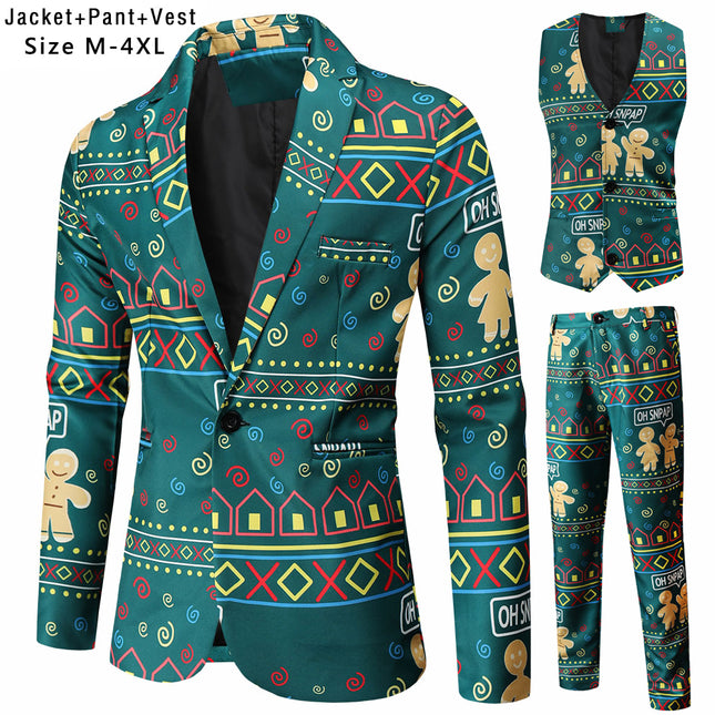 Men's Vintage Three Piece Suit #3TZMK52 - Suits | Multicolour / M