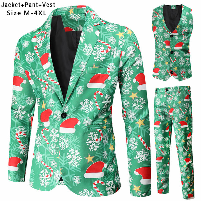 Men's Christmas Three Piece Suit #3TZMK53 - Suits | Multicolour / M