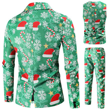 Men's Christmas Three Piece Suit #3TZMK53 - Suits | Multicolour / M