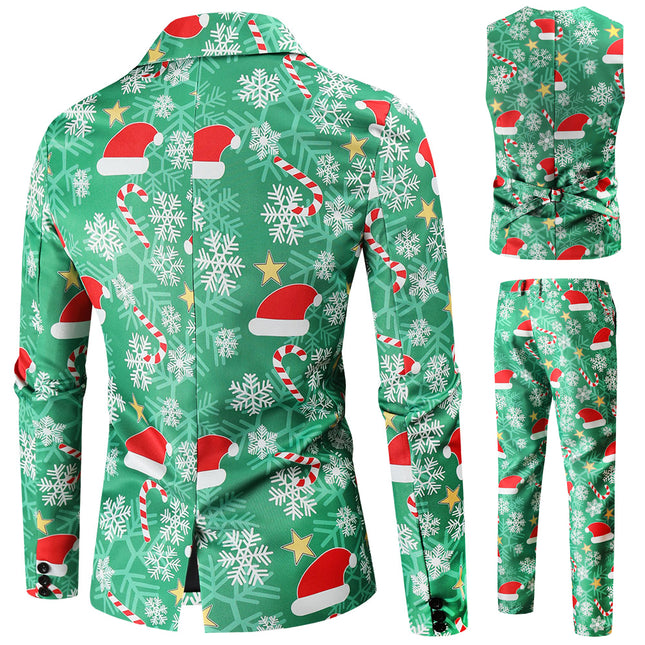 Men's Christmas Three Piece Suit #3TZMK53 - Suits | Multicolour / M